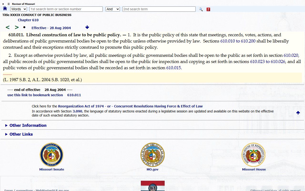 Cole County court records Missouri Sunshine Law access