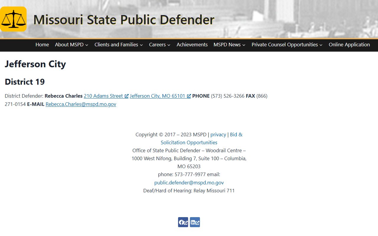 Cole County criminal court records public defender office
