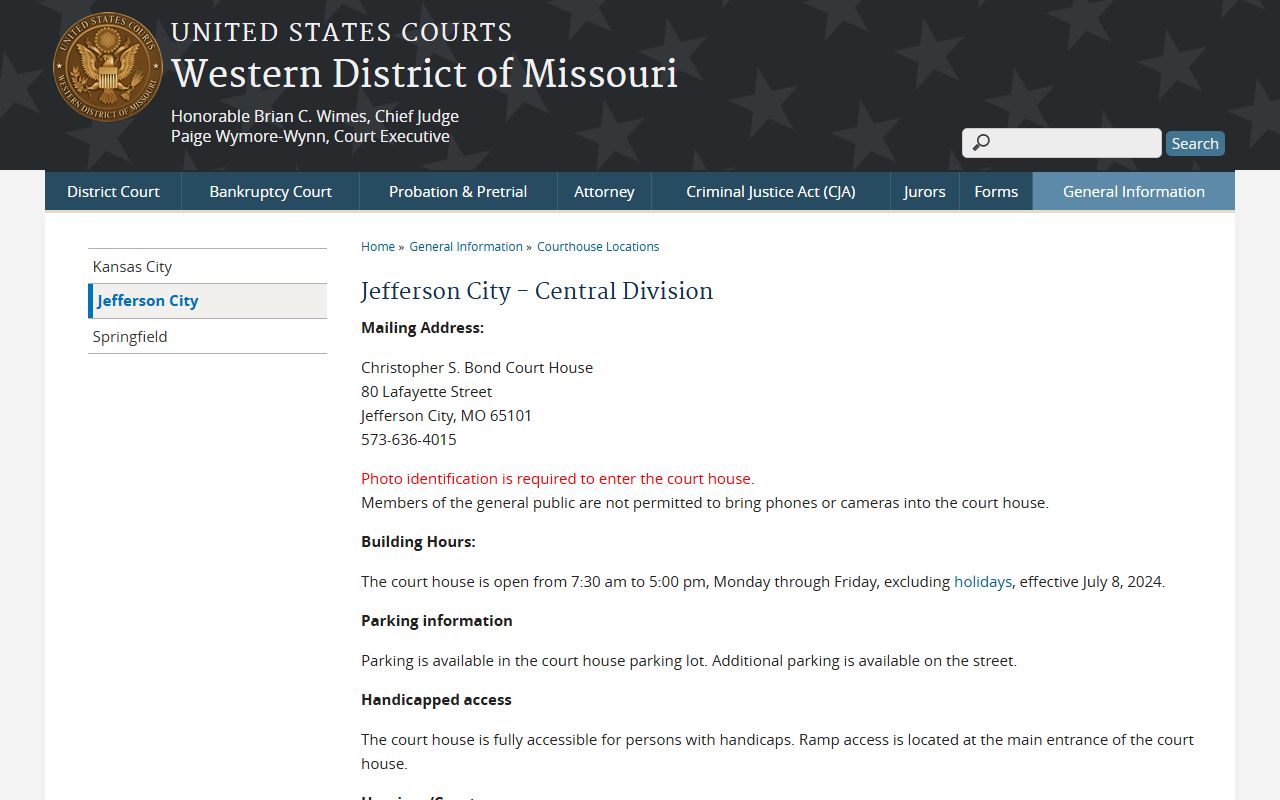 Cole County Circuit Court federal courthouse distinction
